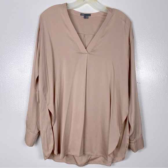 Vince silk Vneck draped flowy blouse vintage rose - Picture 1 of 5
